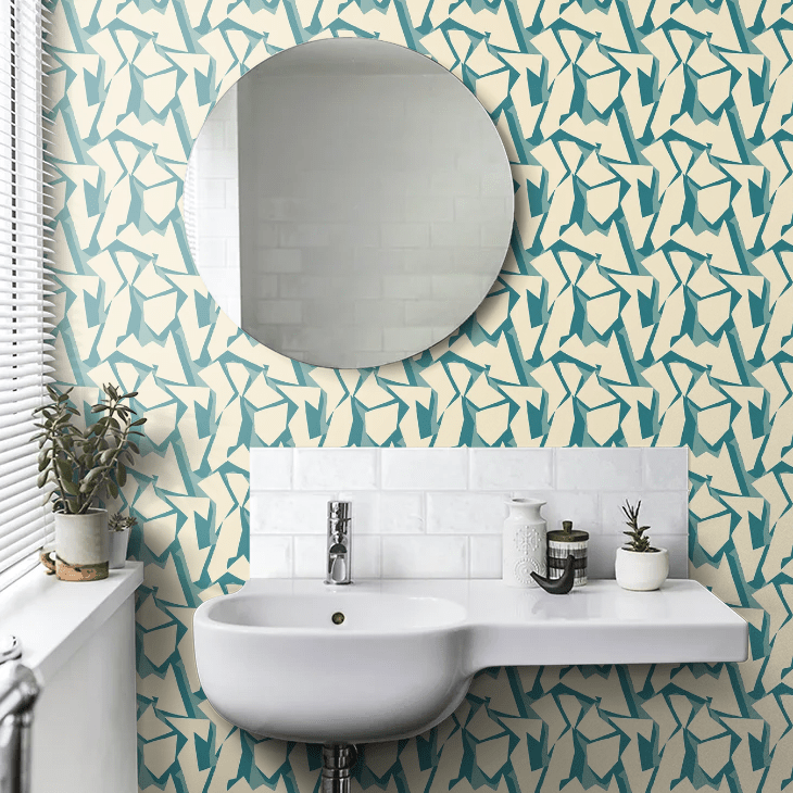 Shatter Wallpaper - Teal - Ohpopsi - FRA50109W - Premier Wallcovering