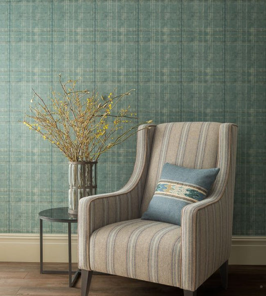 Shetland Plaid Wallpaper - Woodsmoke - Mulberry Home - FG086/A15 - Premier Wallcovering