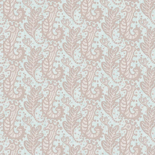 Shetland Seahorses Wallpaper - Vintage Rose on Mineral - LAN100268 - Lucie Annabel - Premier Wallcovering