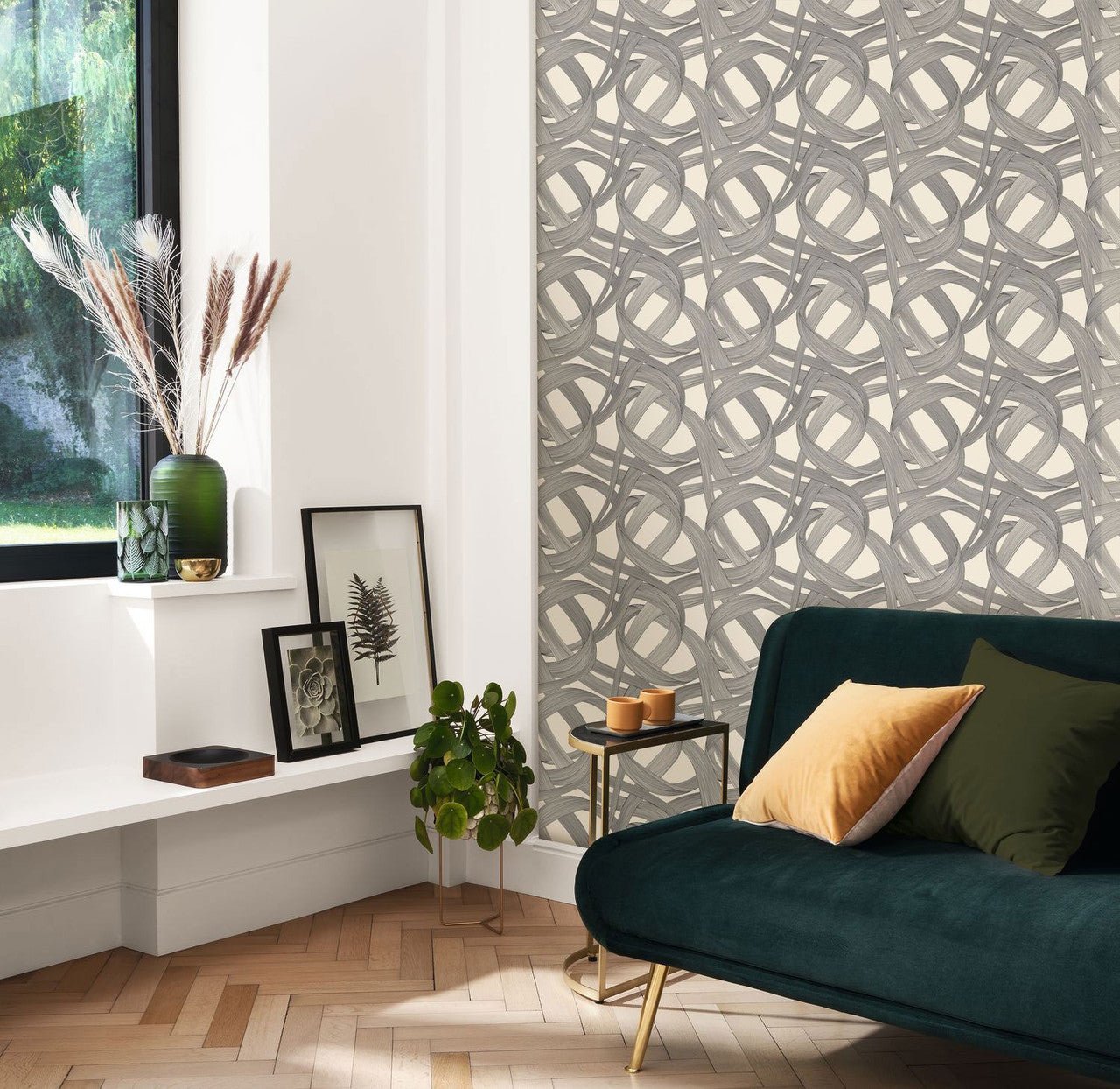 Shimmy Annees Folles Wallpaper - Noir Fusain / Lin - Casadeco - 201069271 - Premier Wallcovering