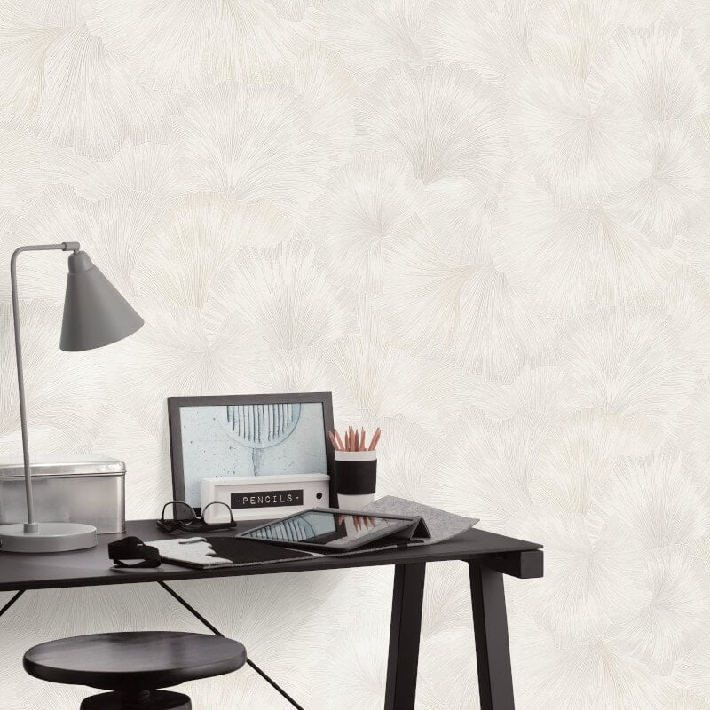 Shine Floral Leaf Metallic Wallpaper - Beige - Erismann - 10373 - 26 - Premier Wallcovering
