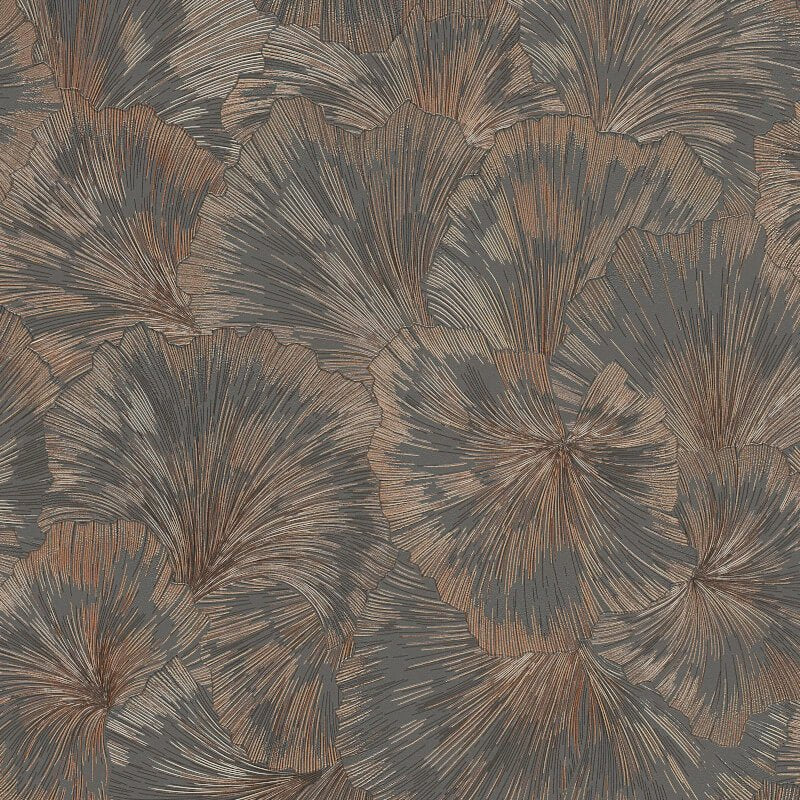Shine Floral Leaf Metallic Wallpaper - Bronze/Anthracite - Erismann - 10373 - 47 - Premier Wallcovering