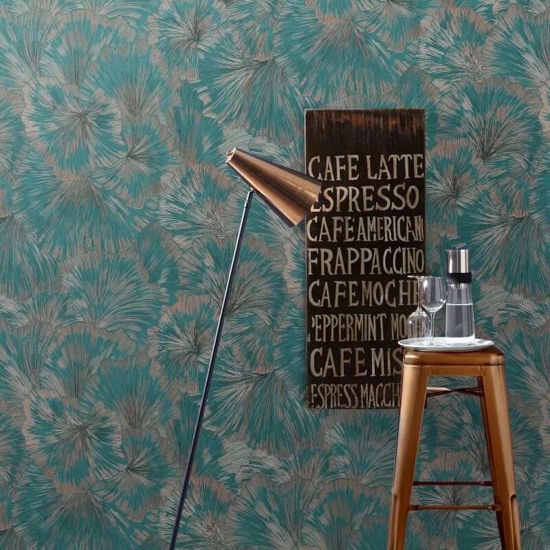 Shine Floral Leaf Metallic Wallpaper - Green - Erismann - 10373 - 19 - Premier Wallcovering