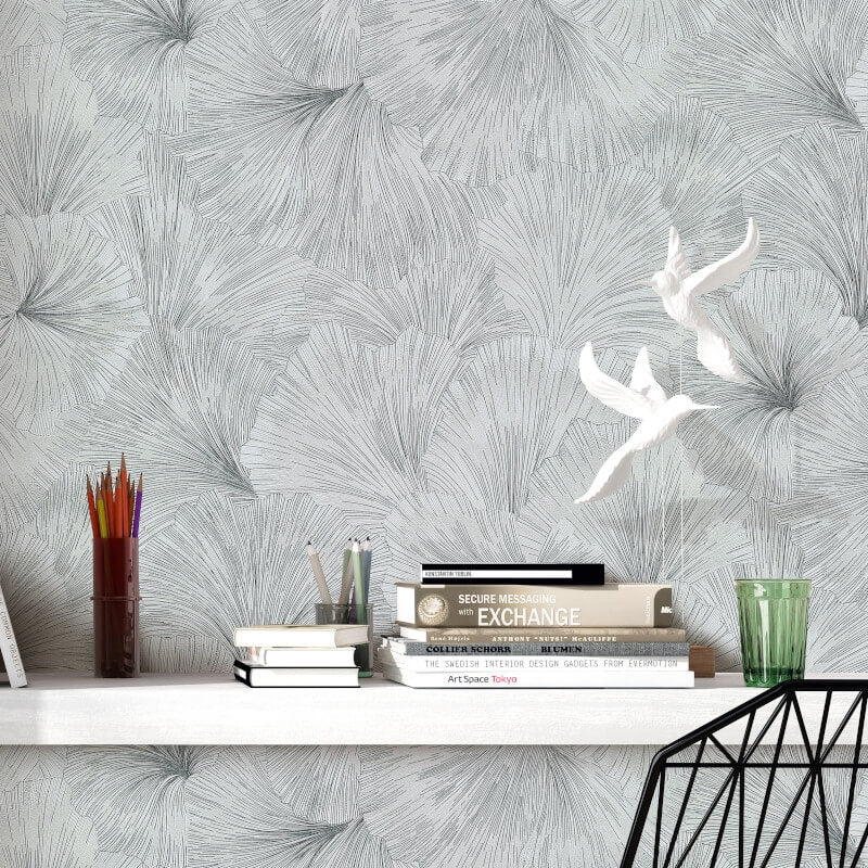Shine Floral Leaf Metallic Wallpaper - Grey - Erismann - 10373 - 10 - Premier Wallcovering