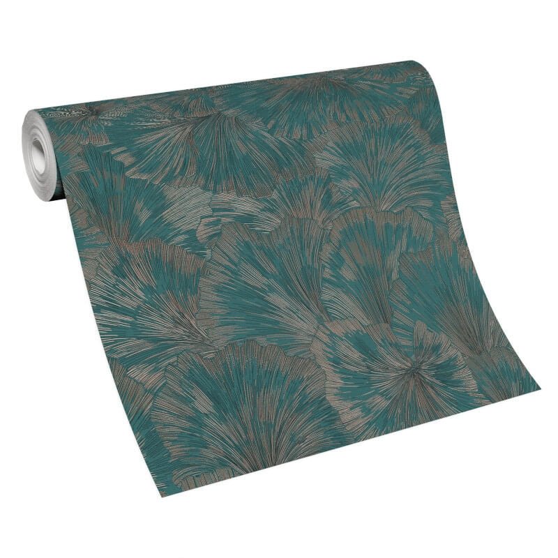 Shine Floral Leaf Metallic Wallpaper - Green - Erismann - 10373 - 19 - Premier Wallcovering
