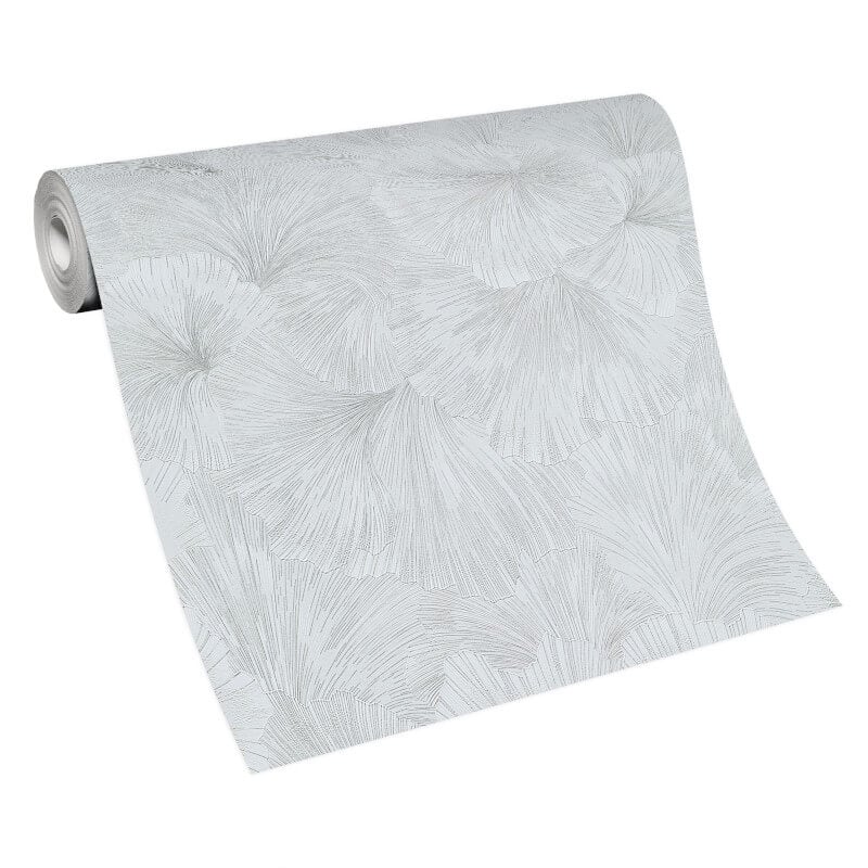 Shine Floral Leaf Metallic Wallpaper - Light Grey - Erismann - 10373 - 31 - Premier Wallcovering