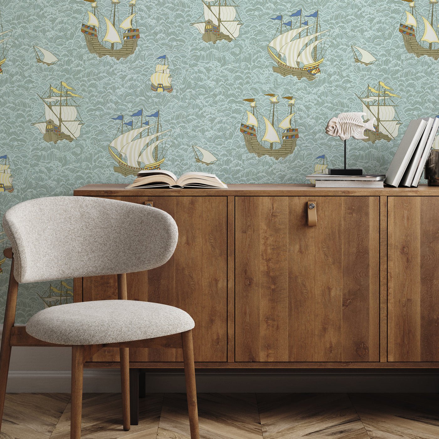 Ships Wallpaper - Light Blue - Josephine Munsey - JMW-103301 - Premier Wallcovering