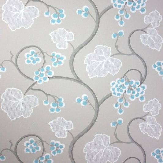 Shiraz Wallpaper - Pale Linen/Turquoise/White - Osborne & Little - W6494-04 - Premier Wallcovering
