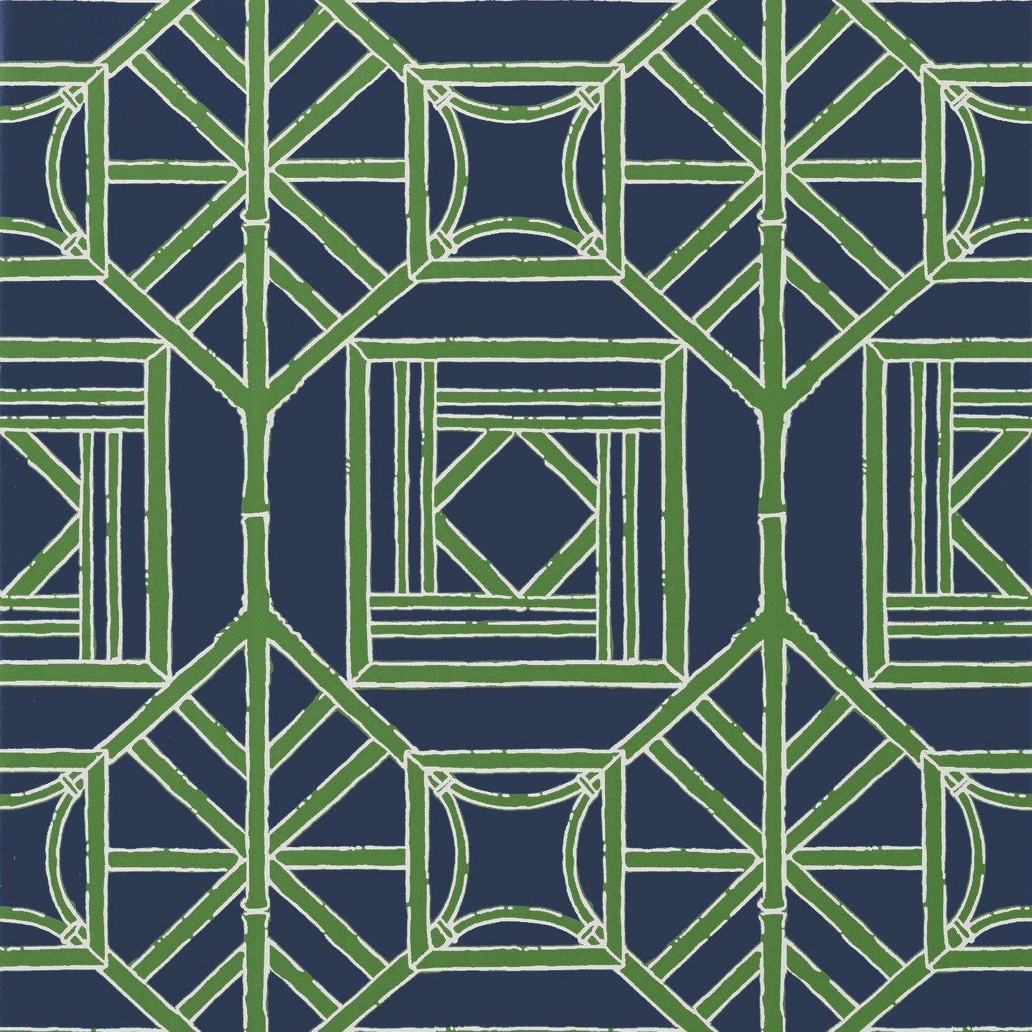 Shoji Panel Wallpaper - Navy & Green - Thibaut - T75521 - Premier Wallcovering