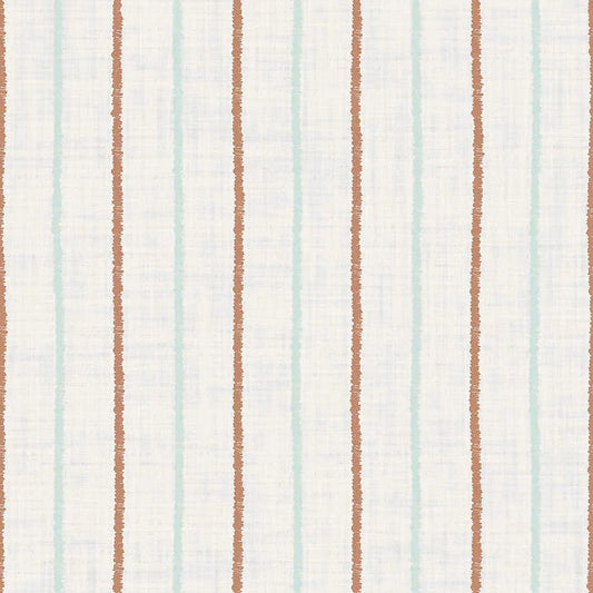 Shoreline Stripes Wallpaper - Autumn Spice and Duck Egg on Pearl White - LAN100306 - Lucie Annabel - Premier Wallcovering