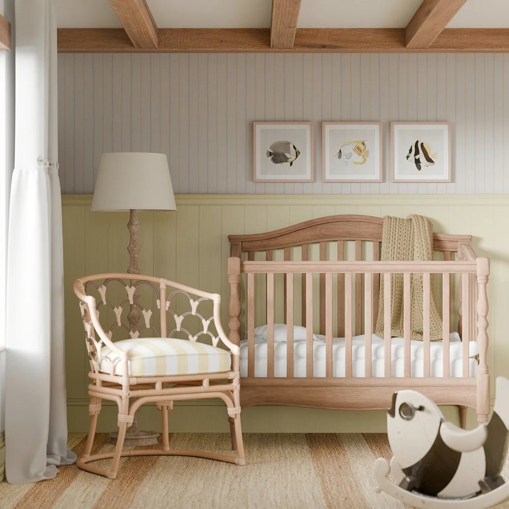 Shoreline Stripes Wallpaper - Lemon Meringue and Gold on Pearl White - LAN100307 - Lucie Annabel - Premier Wallcovering