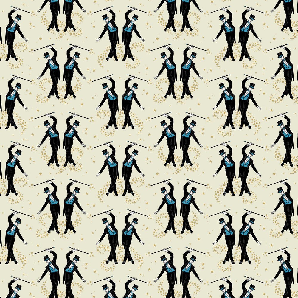 Showboys Wallpaper - Cream & Blue - The Graduate Collection - ST1SHOWBOYCREAMBLU - Premier Wallcovering