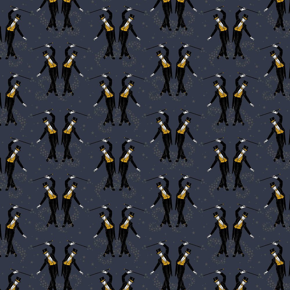 Showboys Wallpaper - Black & Mustard - The Graduate Collection - ST1SHOWBOYBLACKMUS - Premier Wallcovering