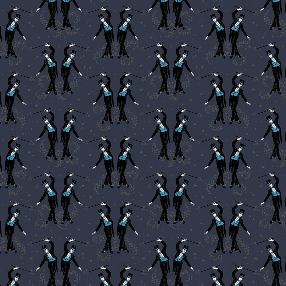 Showboys Wallpaper - Black & Blue - The Graduate Collection - ST1SHOWBOYBLACKBLU - Premier Wallcovering