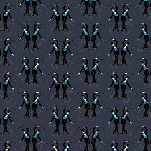 Showboys Wallpaper - Black & Blue - The Graduate Collection - ST1SHOWBOYBLACKBLU - Premier Wallcovering