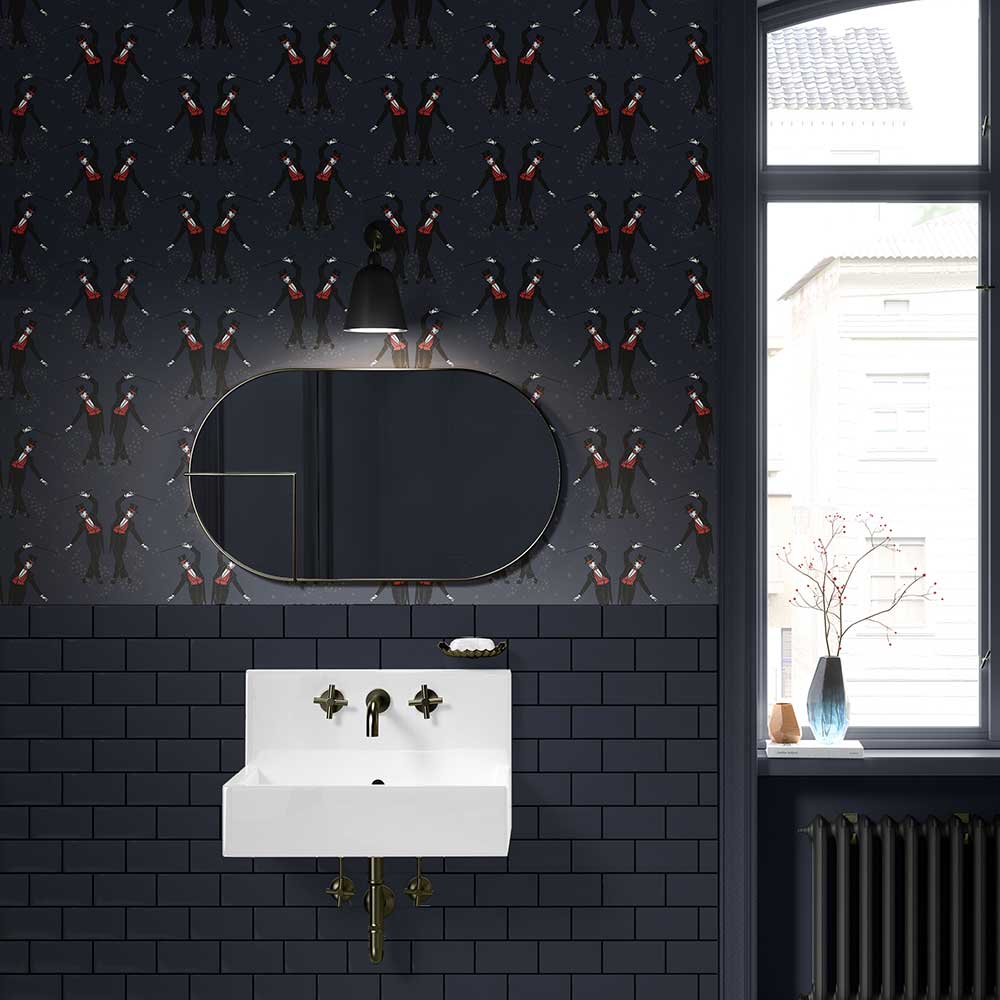 Showboys Wallpaper - Black & Red - The Graduate Collection - ST1SHOWBOYBLACKRED - Premier Wallcovering