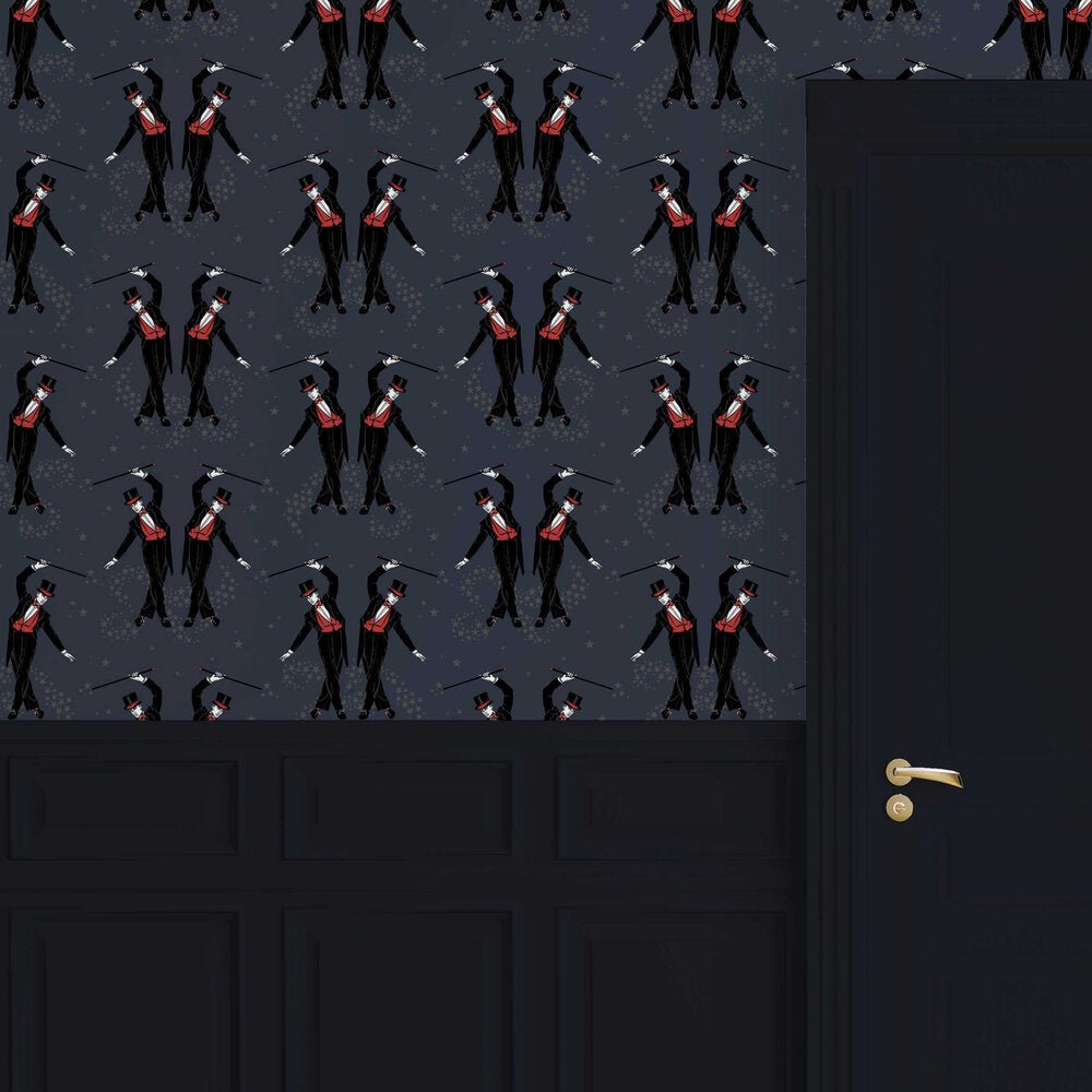 Showboys Wallpaper - Black & Red - The Graduate Collection - ST1SHOWBOYBLACKRED - Premier Wallcovering