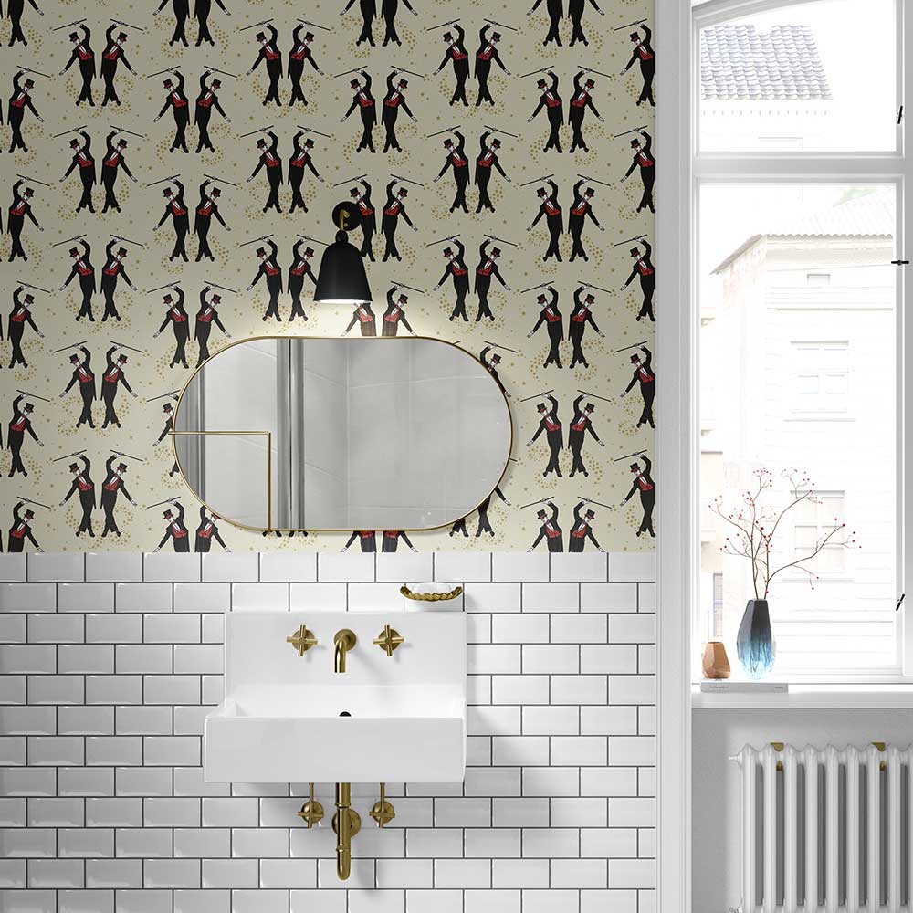 Showboys Wallpaper - Cream & Red - The Graduate Collection - ST1SHOWBOYCREAMRED - Premier Wallcovering