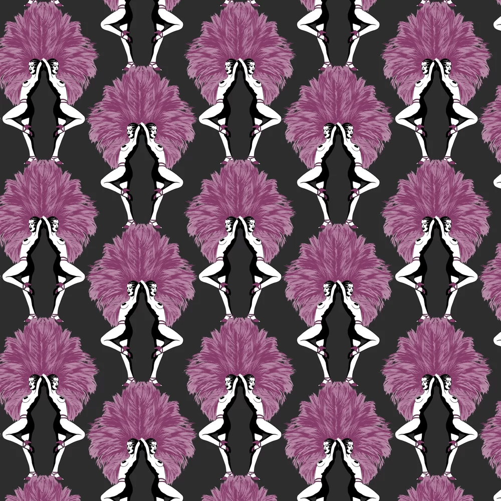 Showgirls Wallpaper - Metallic Pink & Black - The Graduate Collection - MS1SGWALPIN - Premier Wallcovering