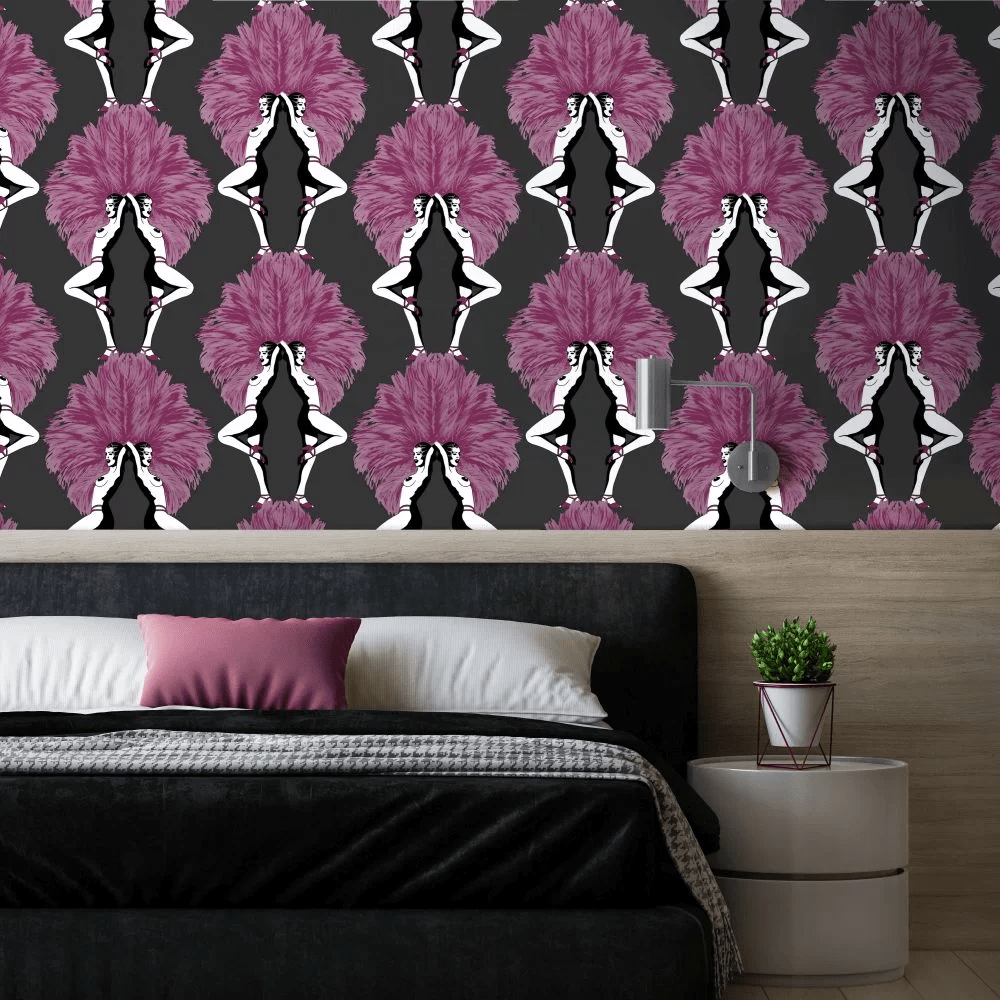Showgirls Wallpaper - Metallic Pink & Black - The Graduate Collection - MS1SGWALPIN - Premier Wallcovering