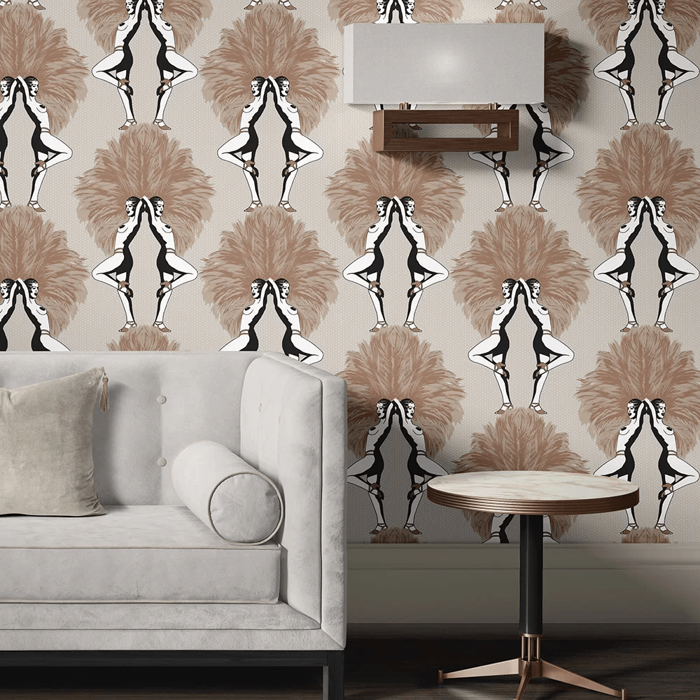 Showgirls Wallpaper - Metallic Bronze & Cream - The Graduate Collection - SHOWMETCREAM - Premier Wallcovering