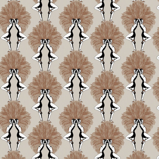Showgirls Wallpaper - Metallic Bronze & Cream - The Graduate Collection - SHOWMETCREAM - Premier Wallcovering