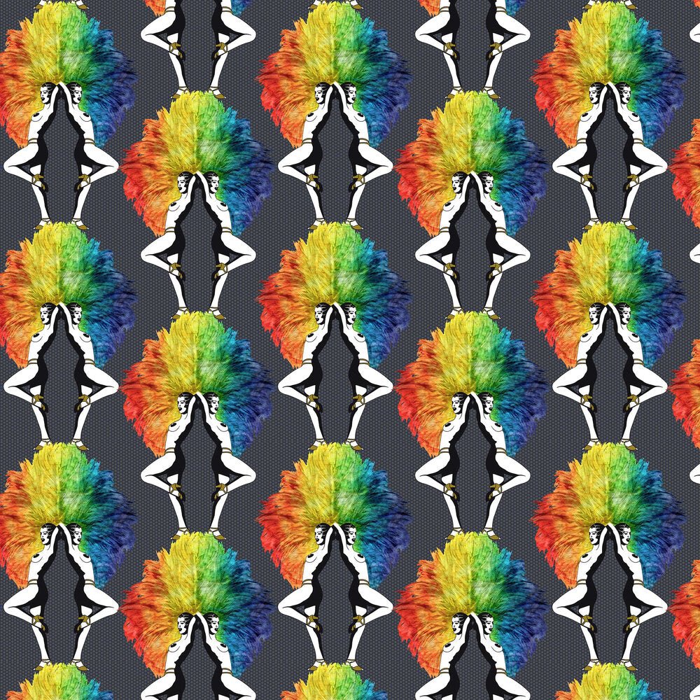 Showgirls Wallpaper - Rainbow Black - The Graduate Collection - MS1SHOWRAINBLACK - Premier Wallcovering