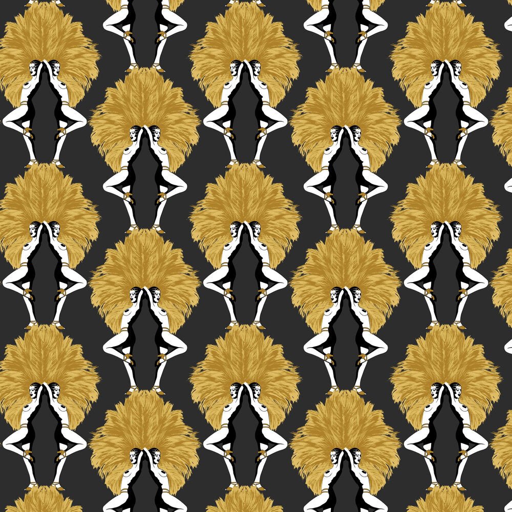 Showgirls Wallpaper - Metallic Gold & Black - The Graduate Collection - MS1SGWALMUS - Premier Wallcovering