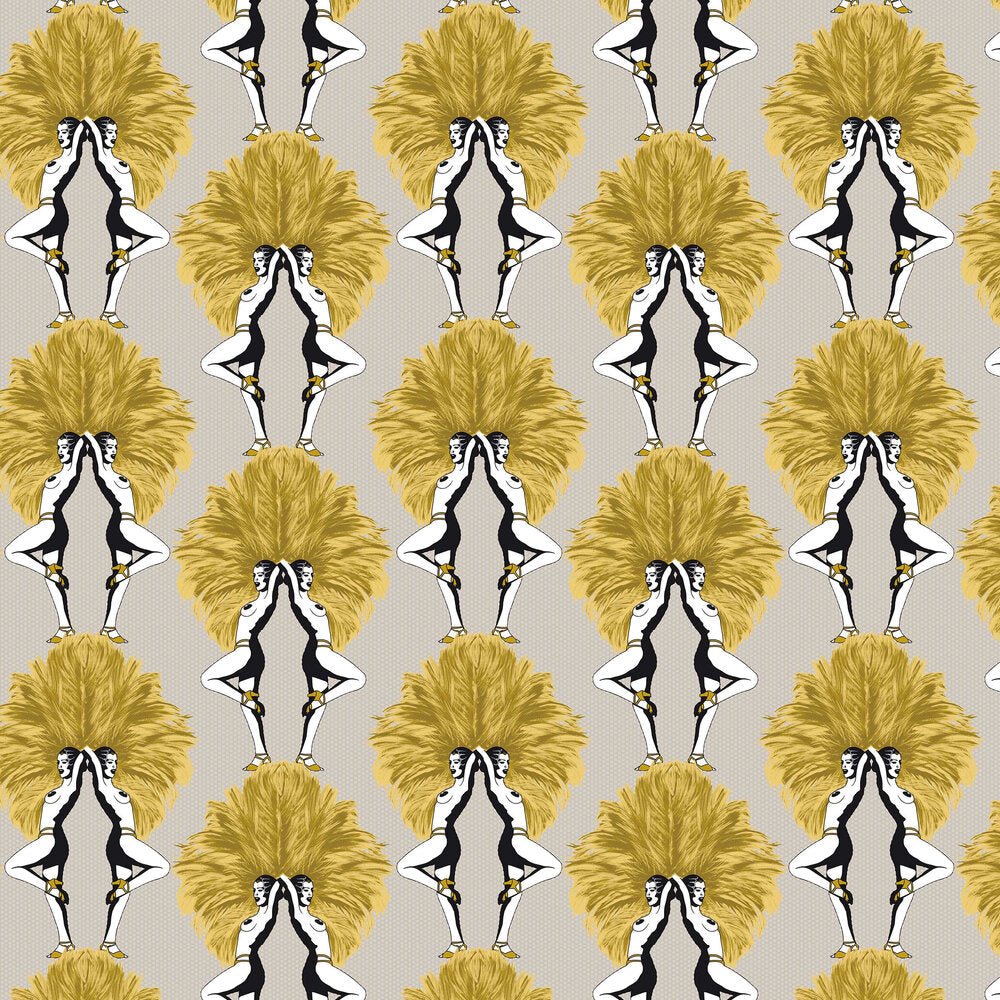 Showgirls Wallpaper - Metallic Mustard & Cream - The Graduate Collection - MS1SHOWCMUSTARD - Premier Wallcovering