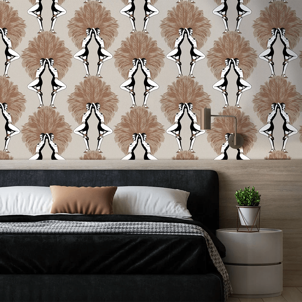 Showgirls Wallpaper - Metallic Bronze & Cream - The Graduate Collection - SHOWMETCREAM - Premier Wallcovering