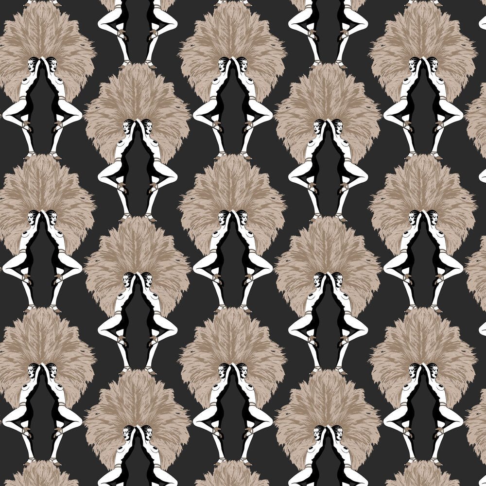 Showgirls Wallpaper - Metallic Bronze & Black - The Graduate Collection - SHOWMETBLACK - Premier Wallcovering