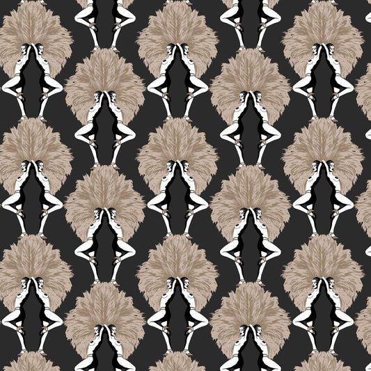 Showgirls Wallpaper - Metallic Bronze & Black - The Graduate Collection - SHOWMETBLACK - Premier Wallcovering