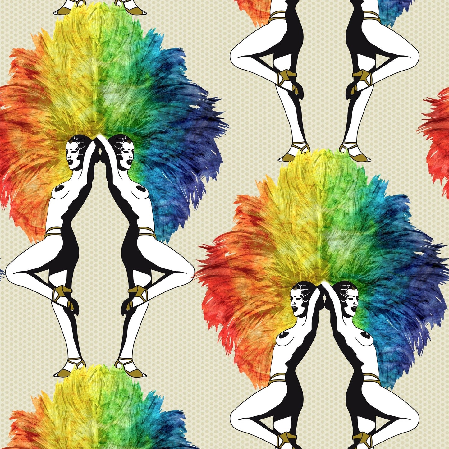 Showgirls Wallpaper - Rainbow Cream - The Graduate Collection - MS1SHOWRAINCREAM - Premier Wallcovering