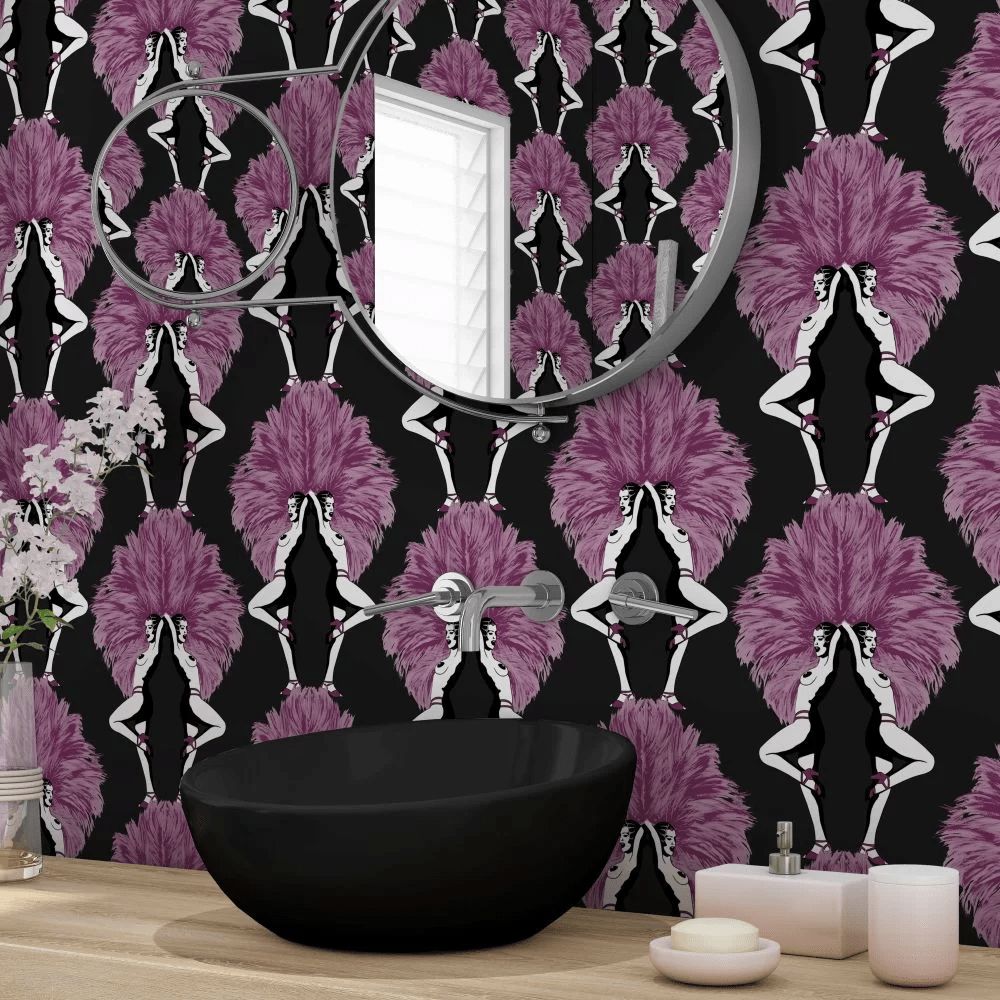 Showgirls Wallpaper - Metallic Pink & Black - The Graduate Collection - MS1SGWALPIN - Premier Wallcovering