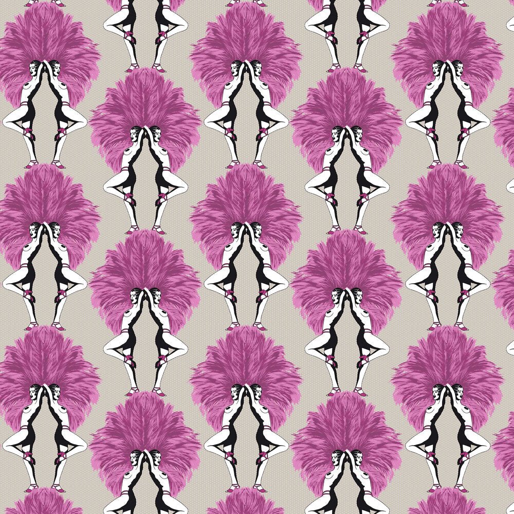 Showgirls Wallpaper - Metallic Pink & Cream - The Graduate Collection - MS1SHOWCPINK - Premier Wallcovering
