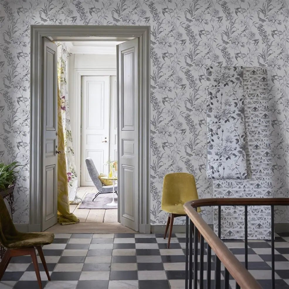 Sibylla Garden Wallpaper - Black And White - Designers Guild - PDG721/01 - Premier Wallcovering