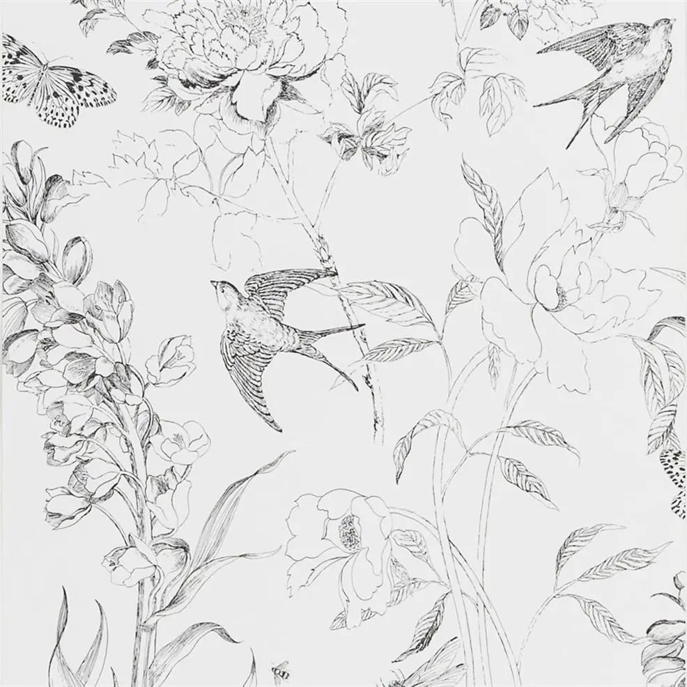 Sibylla Garden Wallpaper - Black And White - Designers Guild - PDG721/01 - Premier Wallcovering