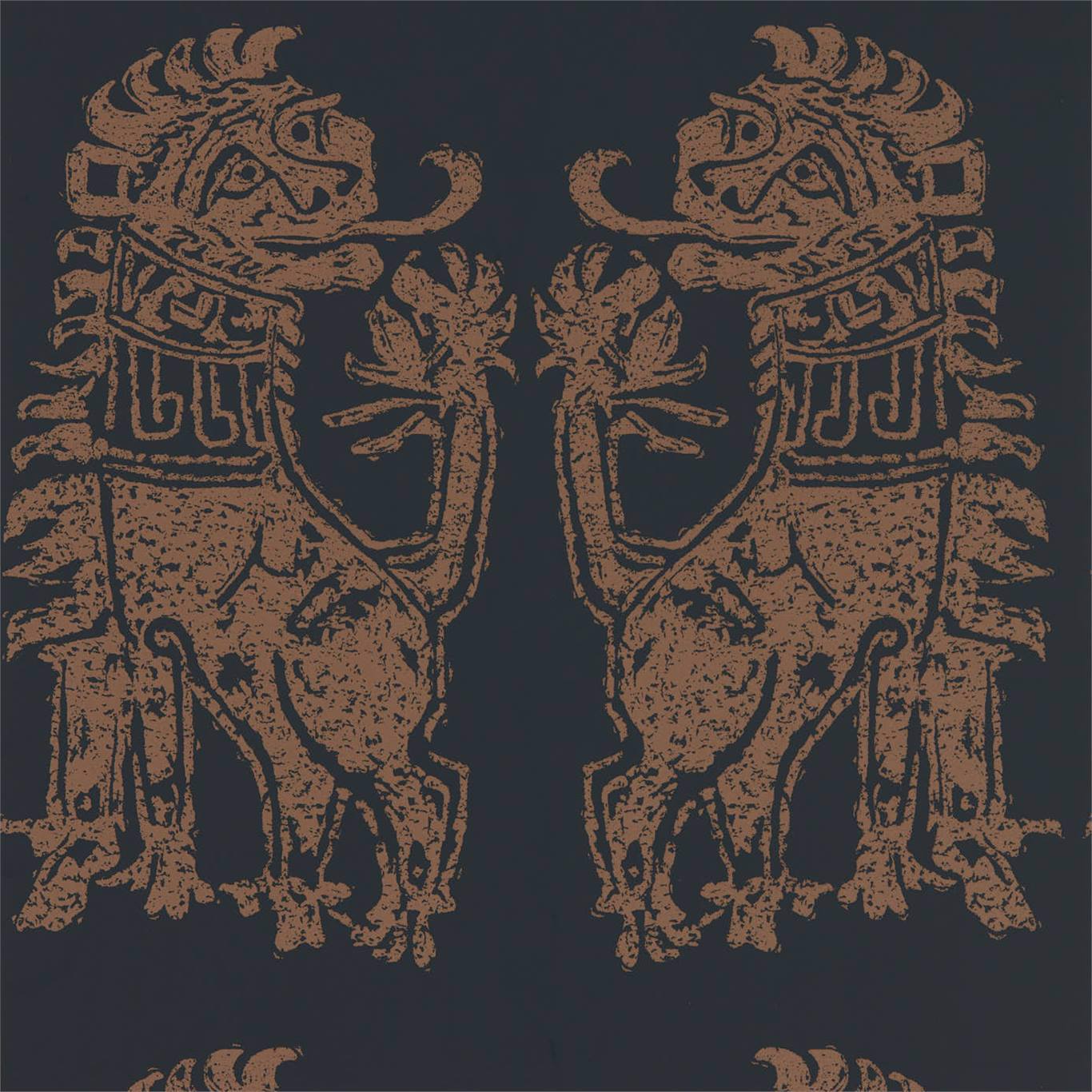 Sicilian Lion Wallpaper - Bone Black/Coppper - ZPLW312979 - Zoffany - Premier Wallcovering
