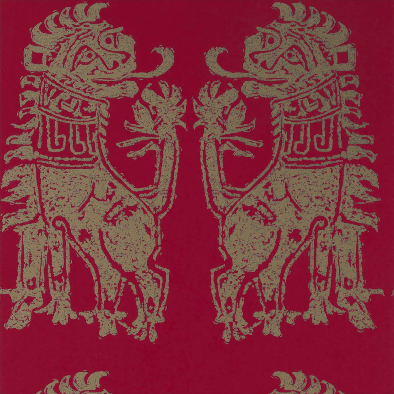 Sicilian Lion Wallpaper - Cinnabar/Bronze - ZPLW312978 - Zoffany - Premier Wallcovering