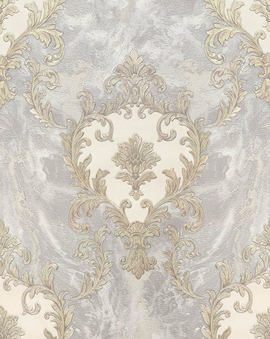 Sienna Damask Wallpaper - Grey - Rasch - 534351 - Premier Wallcovering
