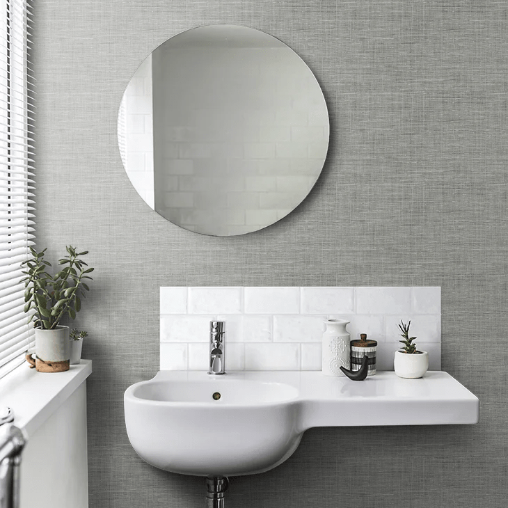 Silas Faux Linen Wallpaper - Pavestone - NextWall - NW57808 - Premier Wallcovering
