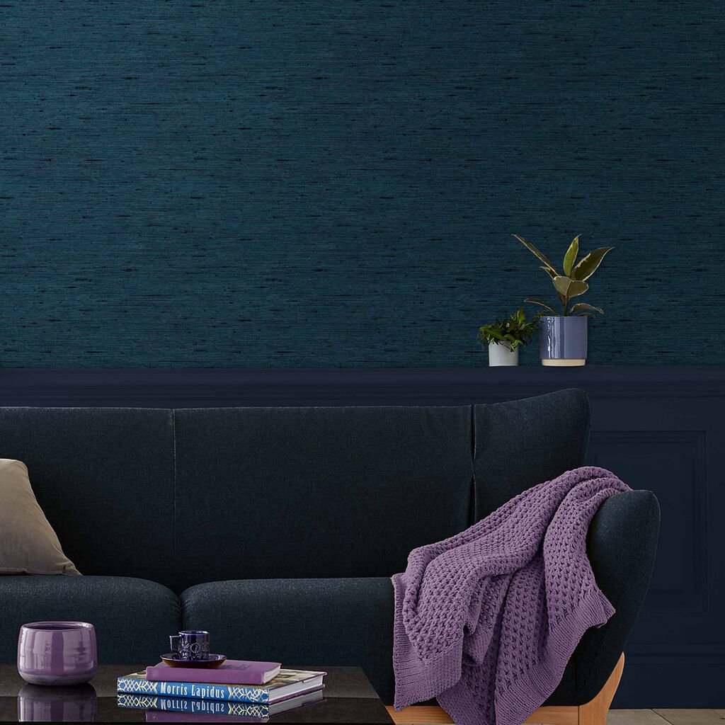 Silk Texture Wallpaper - Navy - Graham & Brown - 112021 - Premier Wallcovering