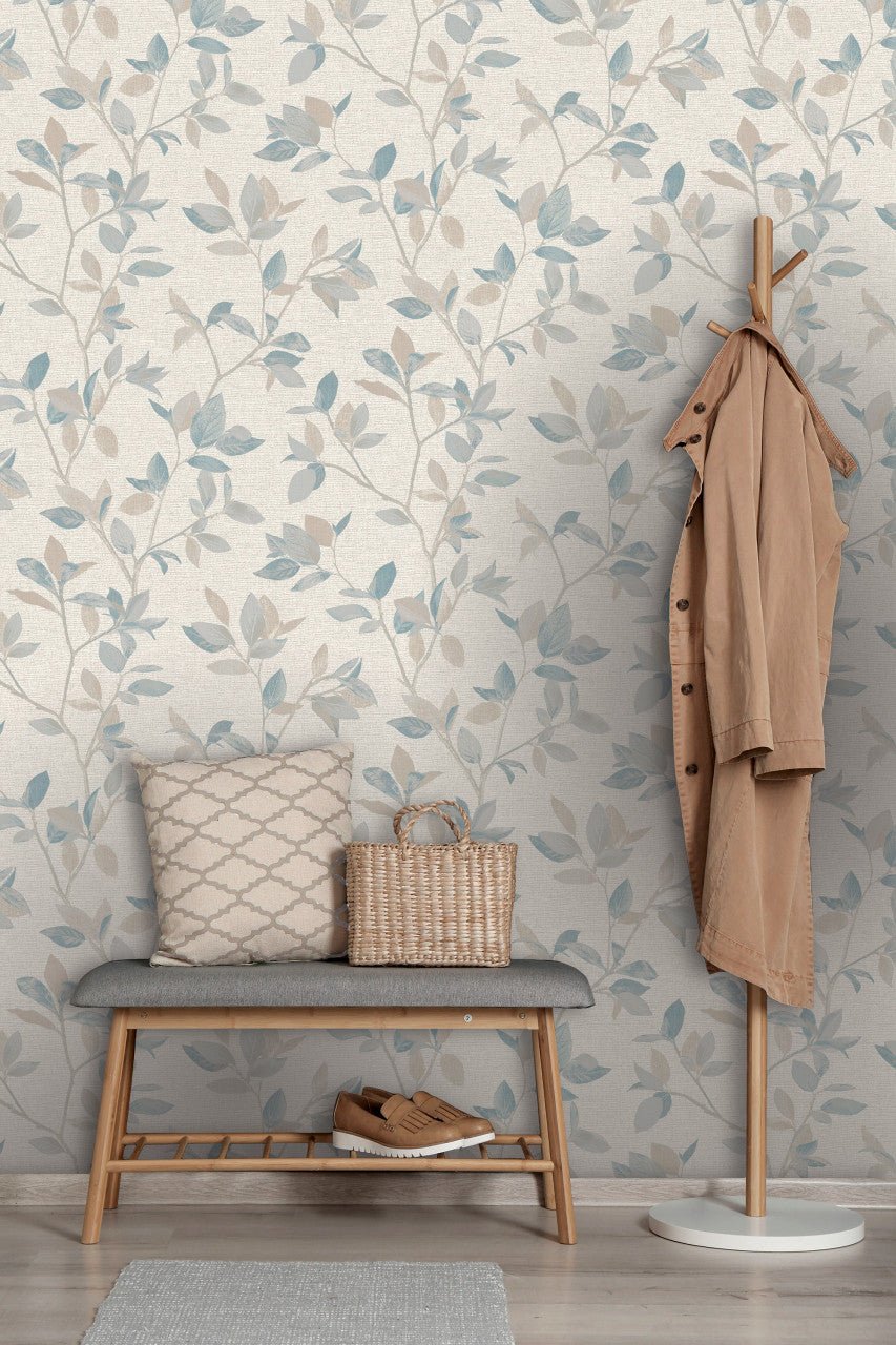 Silver Birch Elegant Homes Wallpaper - Blue - Rasch - 311419 - Premier Wallcovering