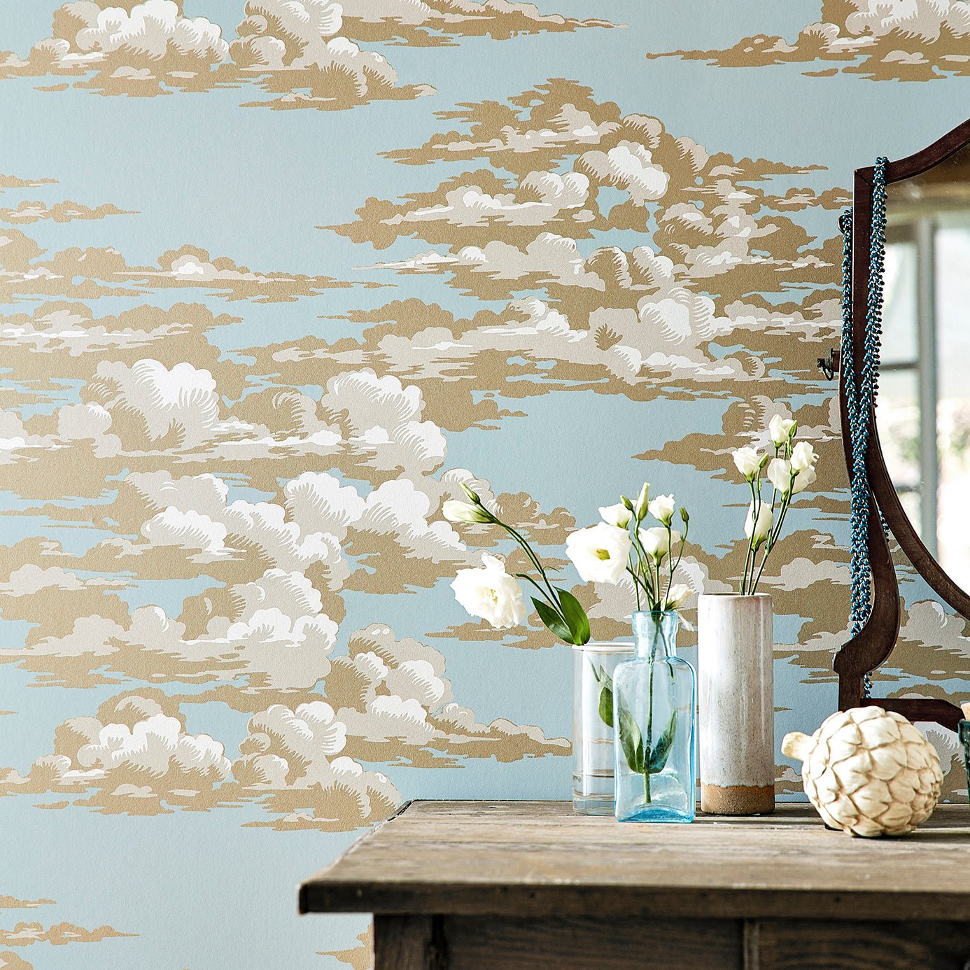 Silvi Clouds Wallpaper - English Blue - Sanderson - DYSI216601 - Premier Wallcovering