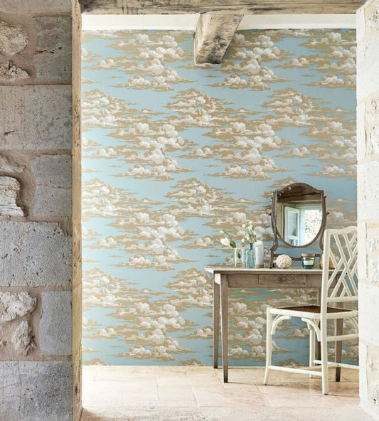 Silvi Clouds Wallpaper - English Blue - DYSI216601 - Sanderson - Premier Wallcovering