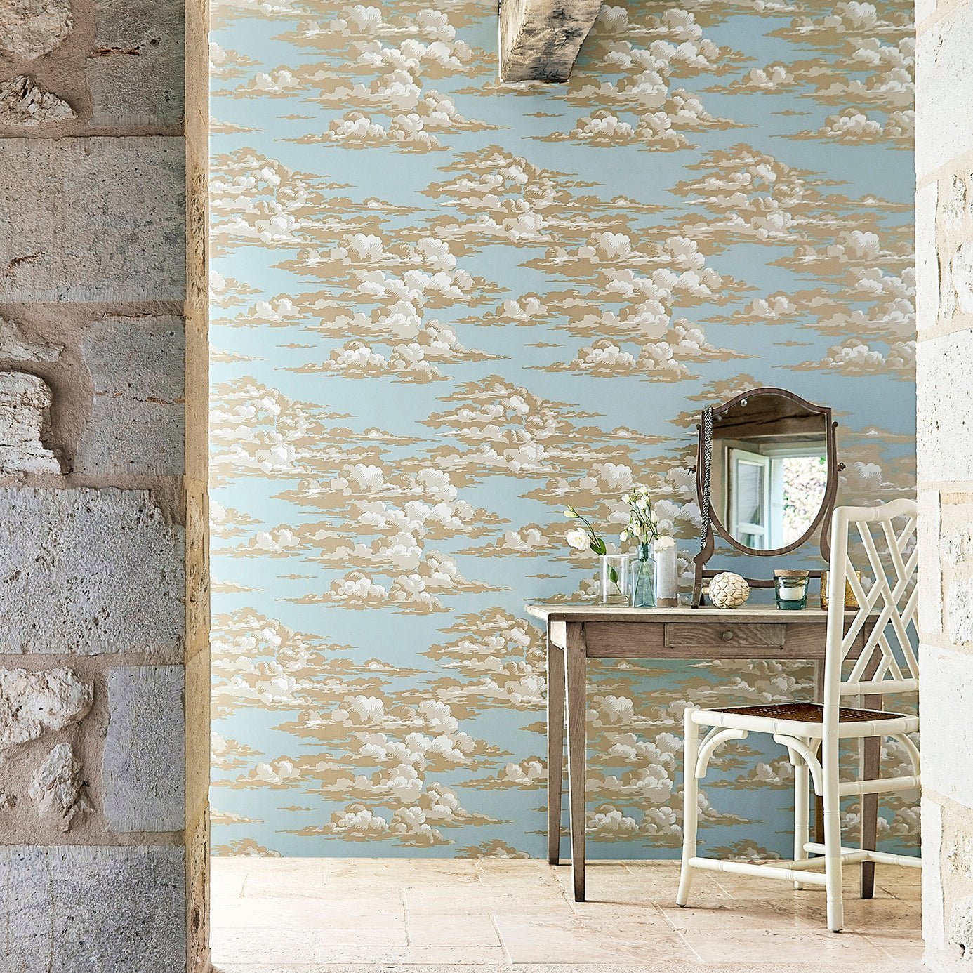 Silvi Clouds Wallpaper - English Blue - Sanderson - DYSI216601 - Premier Wallcovering