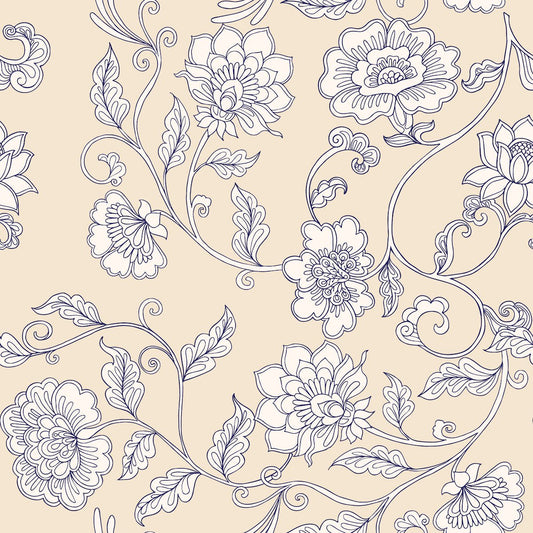 Morris Collections - 1129 - Simply Chrysanthemum Wallpaper - Floral Cream - Premier Wallcovering