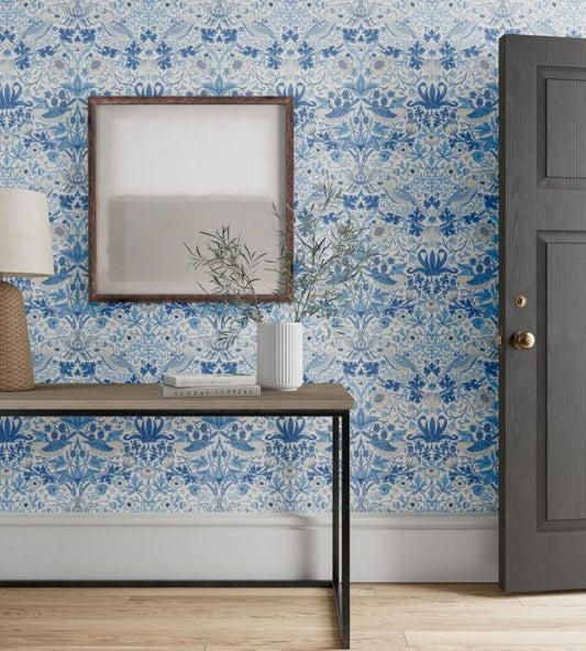 Simply Strawberry Thief Wallpaper - Woad - 217058 - Morris & Co - Premier Wallcovering