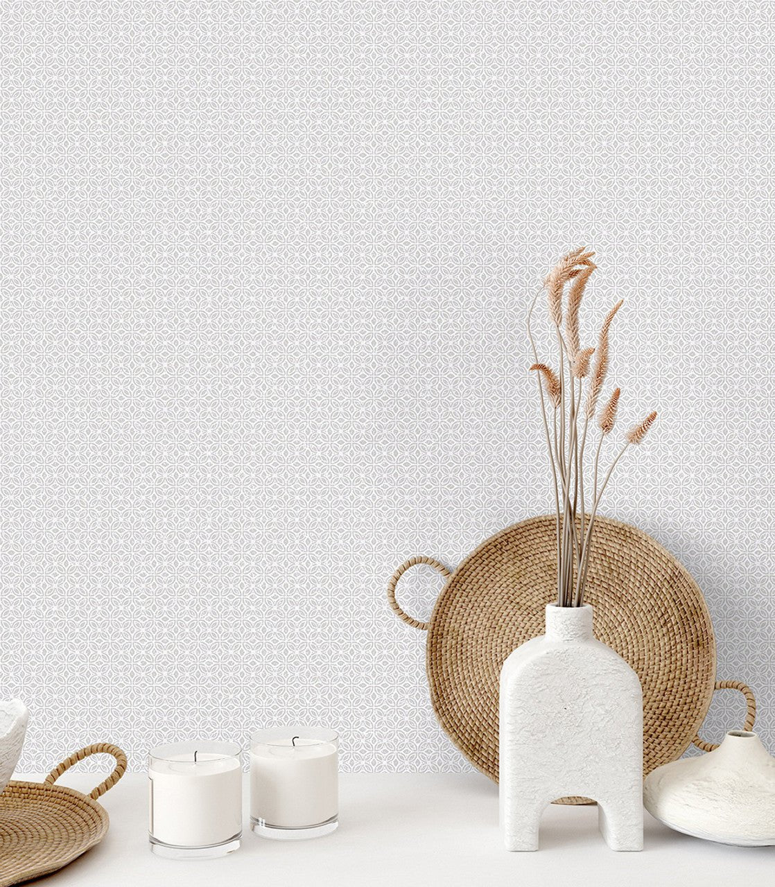 Sintra Azulejo Wallpaper - Fossil Grey - Hohenberger - 26882 - Premier Wallcovering