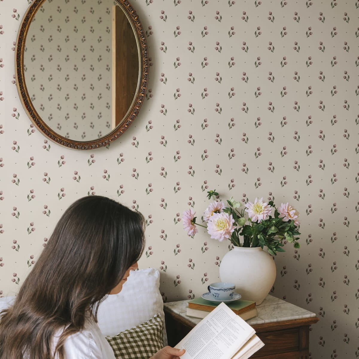 Siv Wallpaper - Burgundy - Sandberg - S10471 - Premier Wallcovering